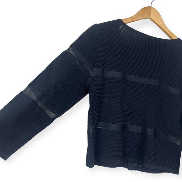 YOANA BARASCHI Black Mesh Knit Snap Button Long Sleeve Jacket MEDIUM NWT - Picture 6 of 8